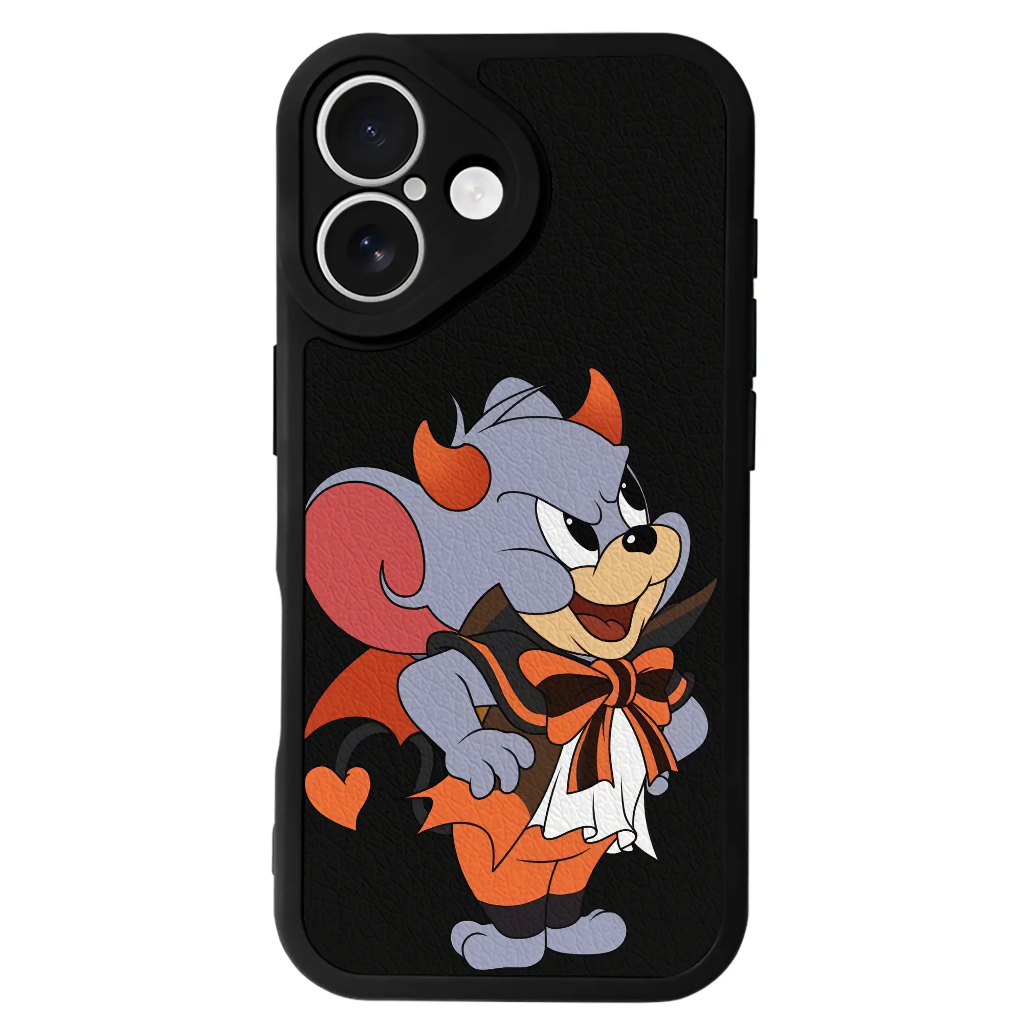 トムとジェリー グッズ タフィー - IPhone 16シリーズ対応 ・ シリコンスマホケース ・ レザー調 ・ 高精度フィット ・ 耐衝撃 ・ ワイヤレス充電対応 ・ 精密カット